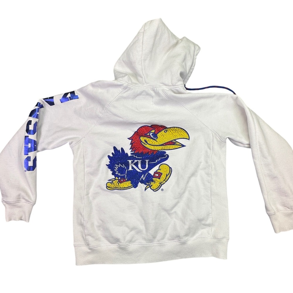 E5 College Classics Women's NCAA KU Jayhawks Kansas University White Blue‎ XL